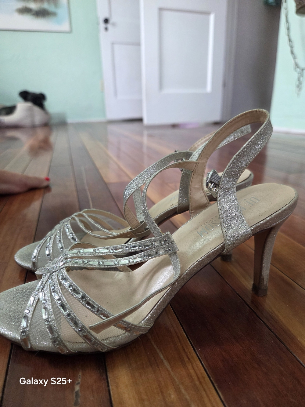 Glitter Strappy High Heel Sandals - Silver De Blossom Collection Size 8